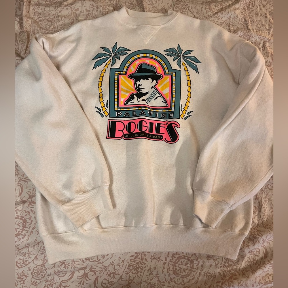 Hanes Cream Graphic Crewneck Sweater